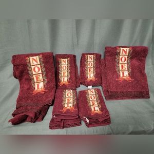 Set Of 6 'NOEL' Cotton towels & washcloths, Christmas themed